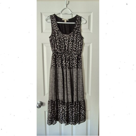 Michael Kors Leopard Print Tiered Midi Dress - Picture 1 of 5